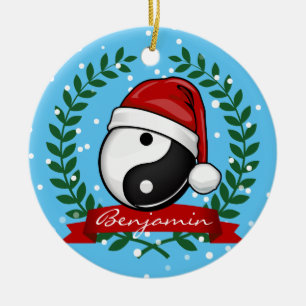 Yin Yang Symbol Holiday Ceramic Tree Decoration
