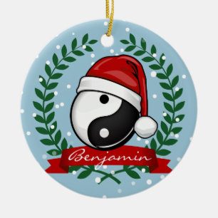 Yin Yang Symbol Holiday Style Ceramic Tree Decoration