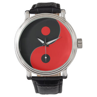 Yin Yang Symbol in Red & Black Watch
