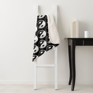 Yin Yang Symbol Monochromatic Zen Meditation Yoga Sherpa Blanket