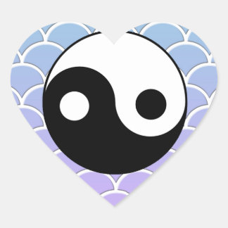 Yin Yang Symbol on Wave Background Heart Sticker