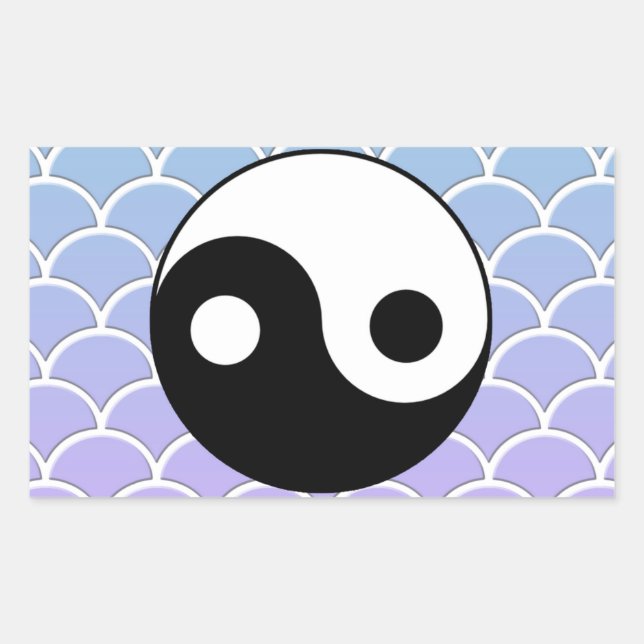 Yin Yang Symbol on Wave Background Rectangular Sticker (Front)