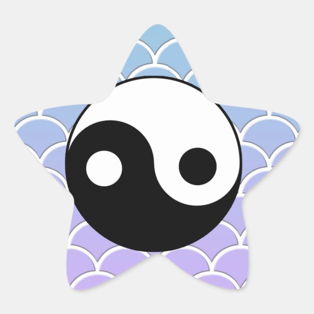 Yin Yang Symbol on Wave Background Star Sticker (Front)