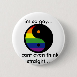 Yin-Yang-Symbol-Rainbow, im so gay..., i cant e... 6 Cm Round Badge