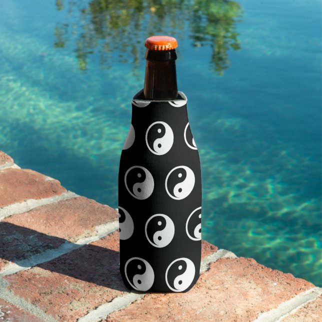 Yin Yang Symbol - solid tattoo design 2 Bottle Cooler (In Situ Pool)
