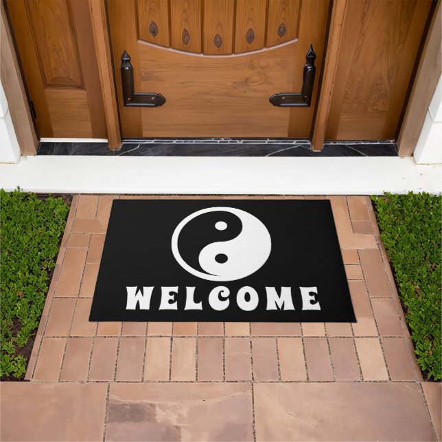 Yin Yang Symbol - solid tattoo design 2 Doormat (Outdoor)