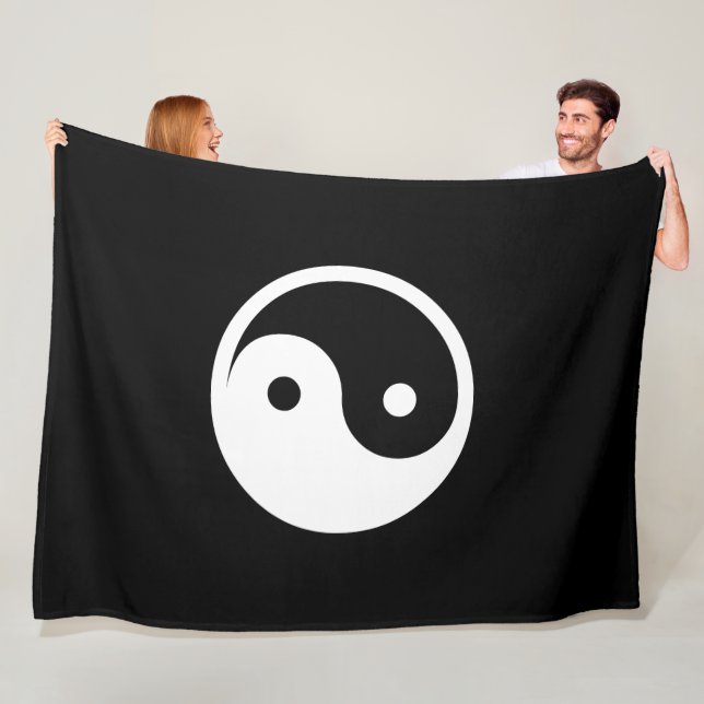 Yin Yang Symbol - solid tattoo design 2 Fleece Blanket (In Situ)