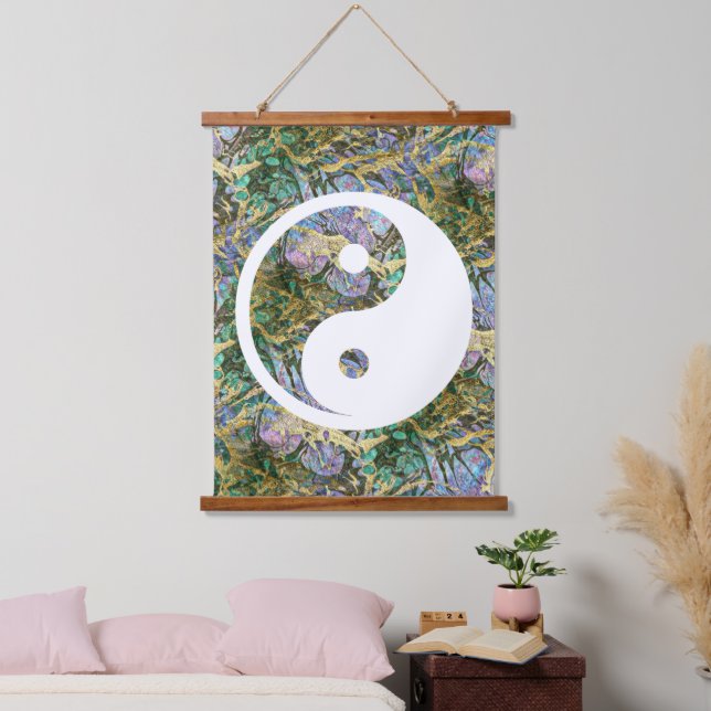 Yin Yang Symbol - solid tattoo design 2 Hanging Tapestry (Bedroom)