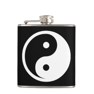 Yin Yang Symbol - solid tattoo design 2 Hip Flask