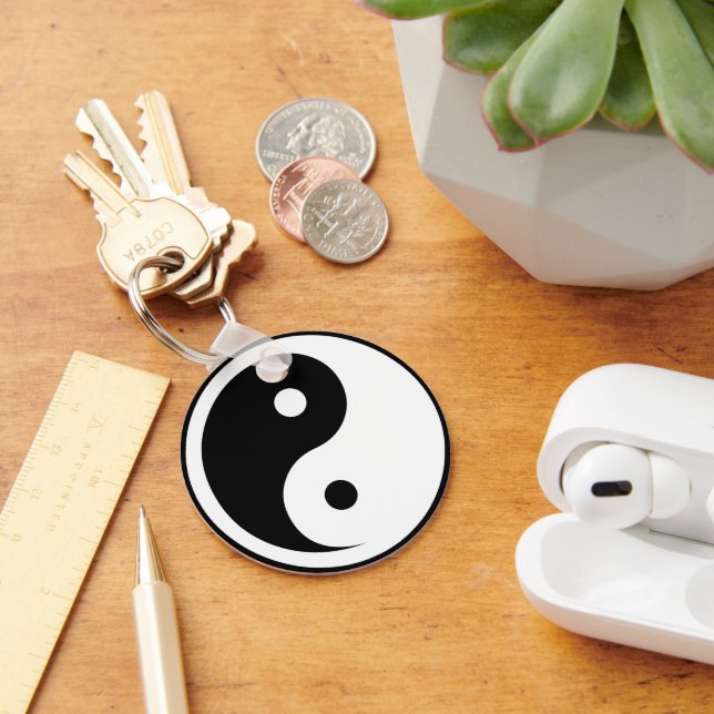 Yin Yang Symbol - solid tattoo design 2 Key Ring (Desk)