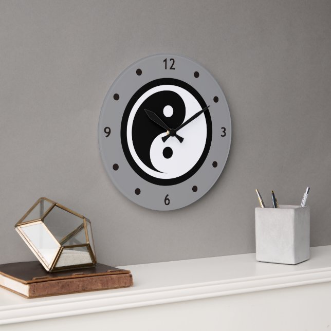 Yin Yang Symbol - solid tattoo design 2 Large Clock (Office)