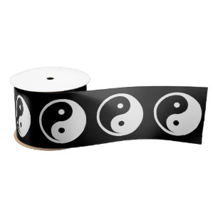 Yin Yang Symbol - solid tattoo design 2 Satin Ribbon