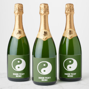 Yin Yang Symbol - solid tattoo design 2 Sparkling Wine Label