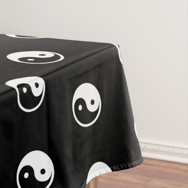 Yin Yang Symbol - solid tattoo design 2 Tablecloth (In Situ)