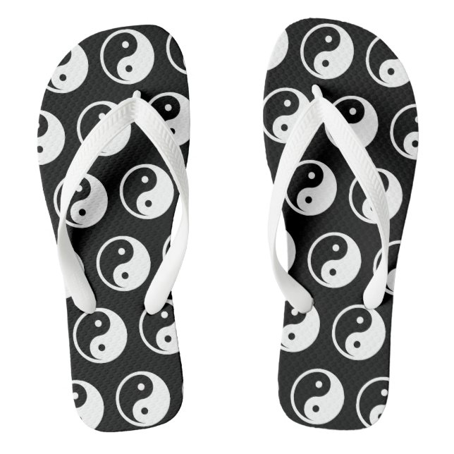 Yin Yang Symbol - solid tattoo design 2 Thongs (Footbed)