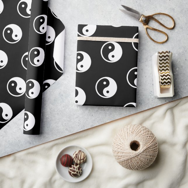 Yin Yang Symbol - solid tattoo design 2 Wrapping Paper (Crafts)
