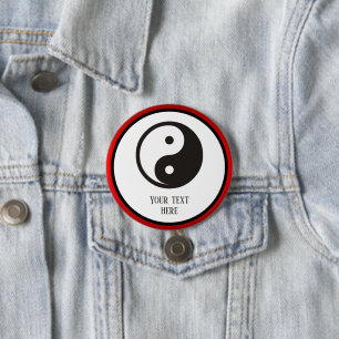 Yin Yang Symbol - solid tattoo design 7.5 Cm Round Badge