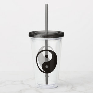 Yin Yang Symbol - solid tattoo design Acrylic Tumbler