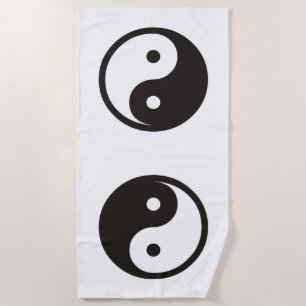 Yin Yang Symbol - solid tattoo design Beach Towel