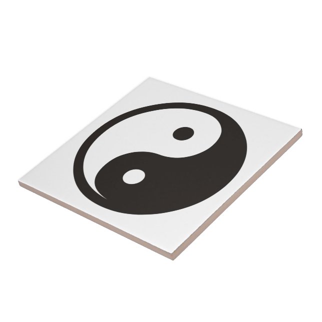 Yin Yang Symbol - solid tattoo design Ceramic Tile (Side)