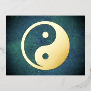 Yin Yang Symbol - solid tattoo design Foil Holiday Postcard