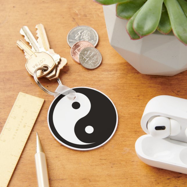Yin Yang Symbol - solid tattoo design Key Ring (Desk)