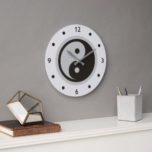 Yin Yang Symbol - solid tattoo design Large Clock