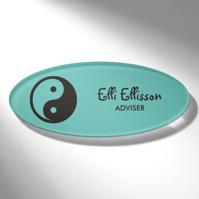 Yin Yang Symbol - solid tattoo design Name Tag (Front)