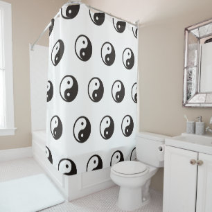 Yin Yang Symbol - solid tattoo design Shower Curtain