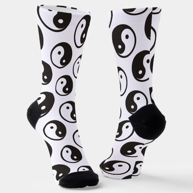 Yin Yang Symbol - solid tattoo design Socks (Angled)