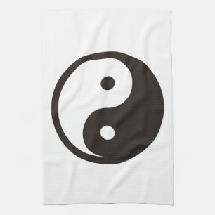 Yin Yang Symbol - solid tattoo design Tea Towel