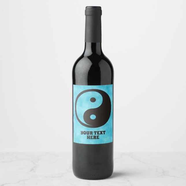 Yin Yang Symbol - solid tattoo design Wine Label (Front)