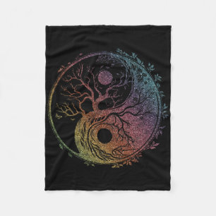 Yin Yang Symbol, Tree Of Life, Tai Chi, Qigong, Yo Fleece Blanket