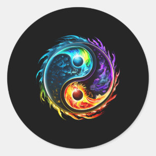 Yin Yang, Taoism, Tai Chi, Qi Gong, Polarity, Dual Classic Round Sticker