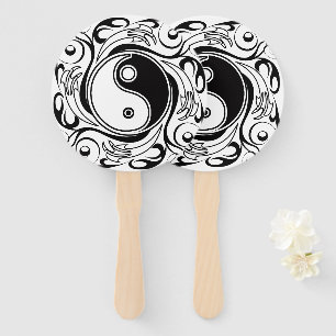 Yin Yang Tattoo Ornamental Style Hand Fan