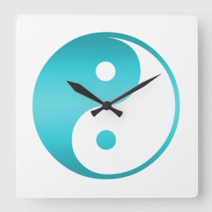 Yin Yang Teal Blue Illustration Template Yin-Yang Square Wall Clock