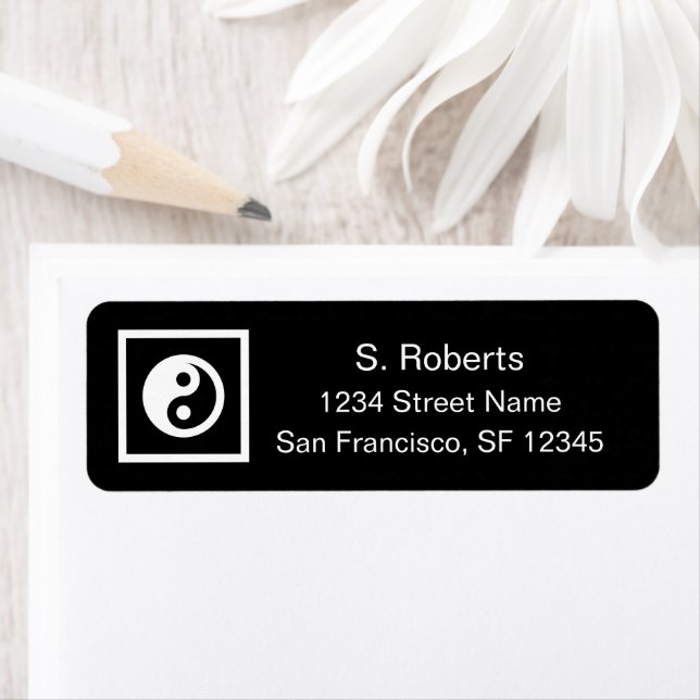 Yin Yang text symbol custom Return Address Labels (Insitu)