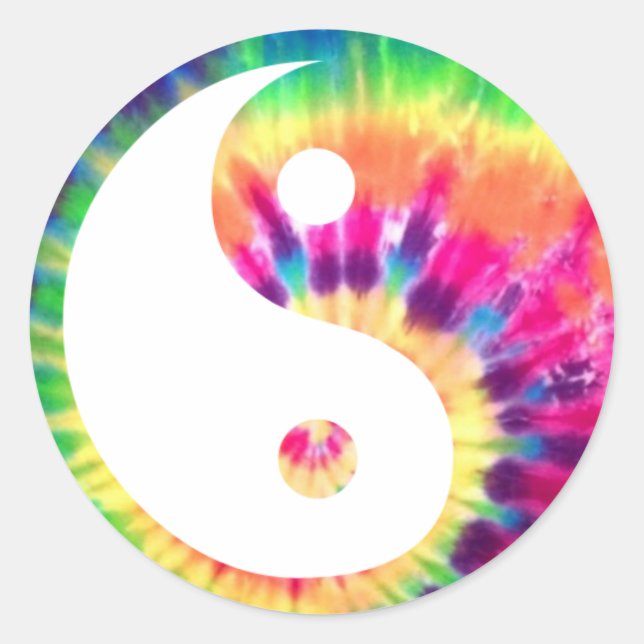 Yin-Yang Tie Dye Classic Round Sticker (Front)