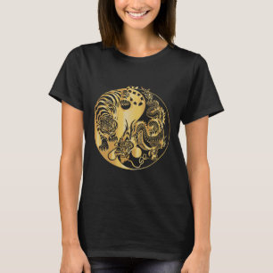 Yin Yang Tiger Dragon Gold T-Shirt