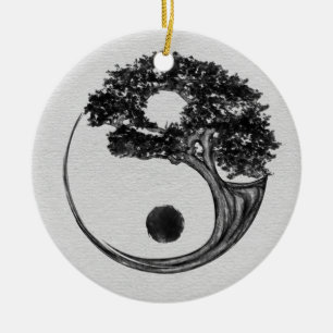 Yin Yang Tree Canvas Ceramic Ornament