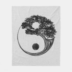 Yin Yang Tree Canvas Fleece Blanket
