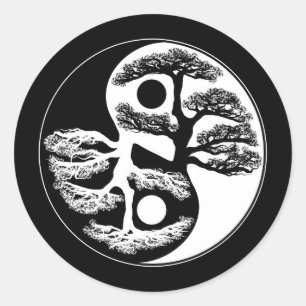 Yin Yang Tree Classic Round Sticker
