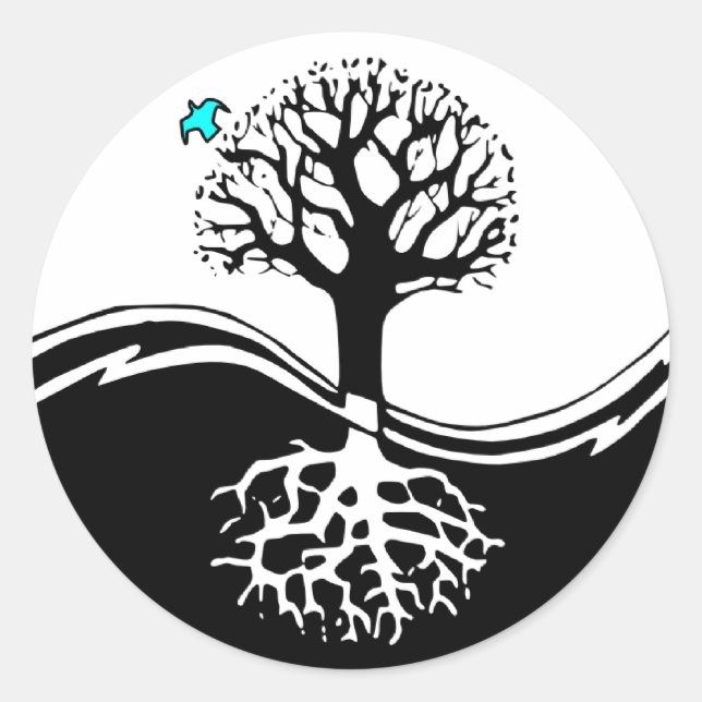 Yin Yang Tree Classic Round Sticker (Front)