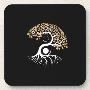 Yin Yang Tree - Golden Leaves Coaster