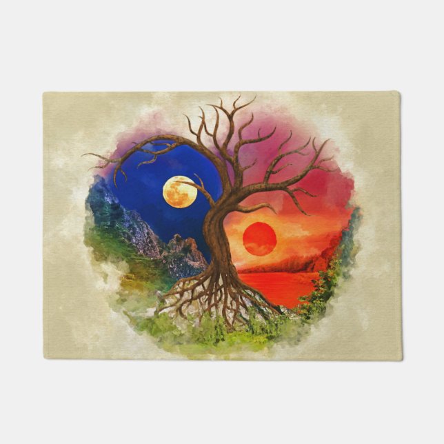 Yin Yang Tree Landscape Doormat (Front)