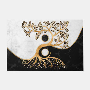 Yin Yang Tree - Marbles and Gold Doormat