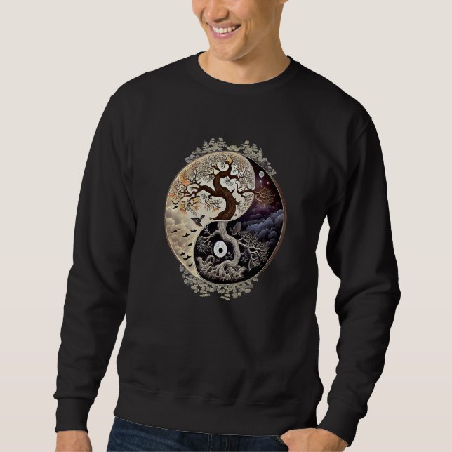 Yin Yang Tree Of Life Artwork Premium Sweatshirt (Front)