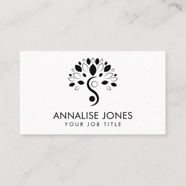 Yin Yang tree of life - Black and white Business C Card (Front)