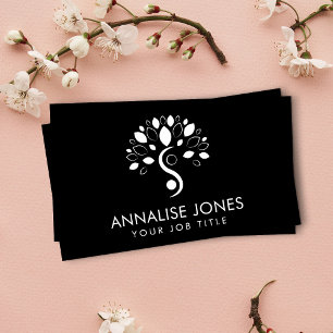 Yin Yang tree of life - Black and white Business Card