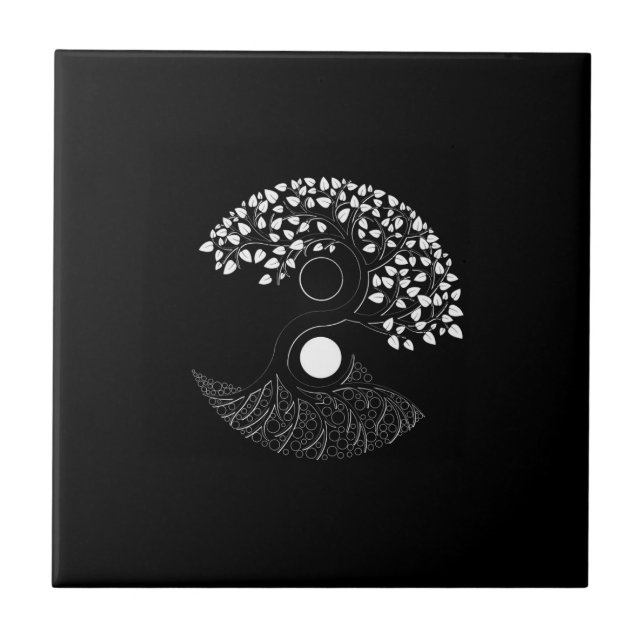 Yin Yang Tree of life Ceramic Tile (Front)
